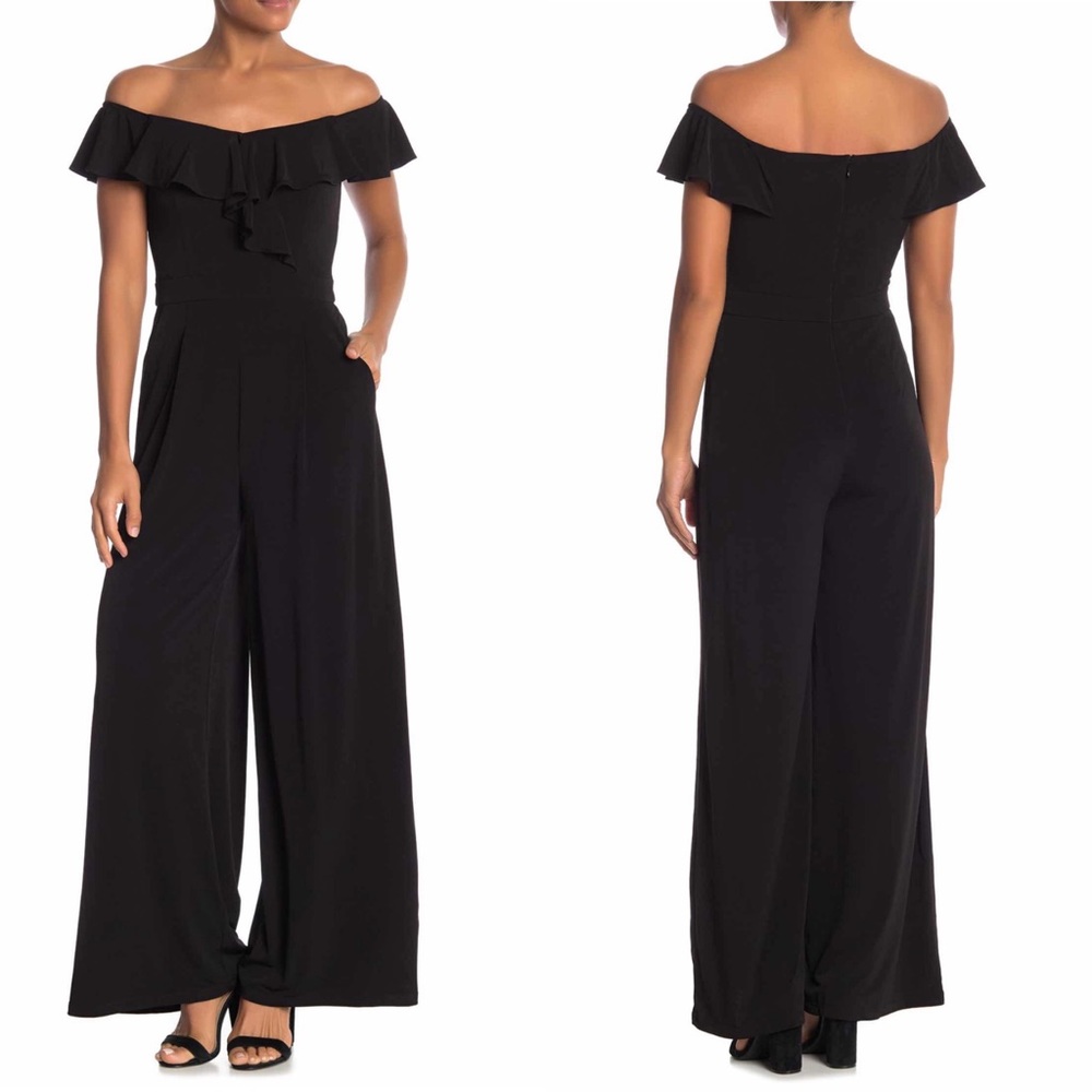 Eliza J Off-the-Shoulder Ruffle Jumpsuit N…